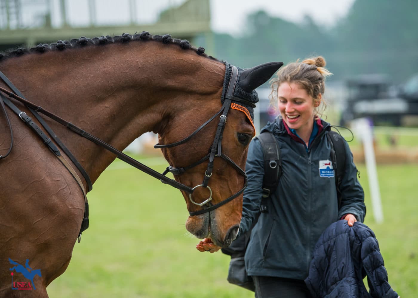 Sharon White's Arden Augustus was ready for a treat on his way out of the CCI3*-S show jumping. USEA/Lindsay Berreth photo