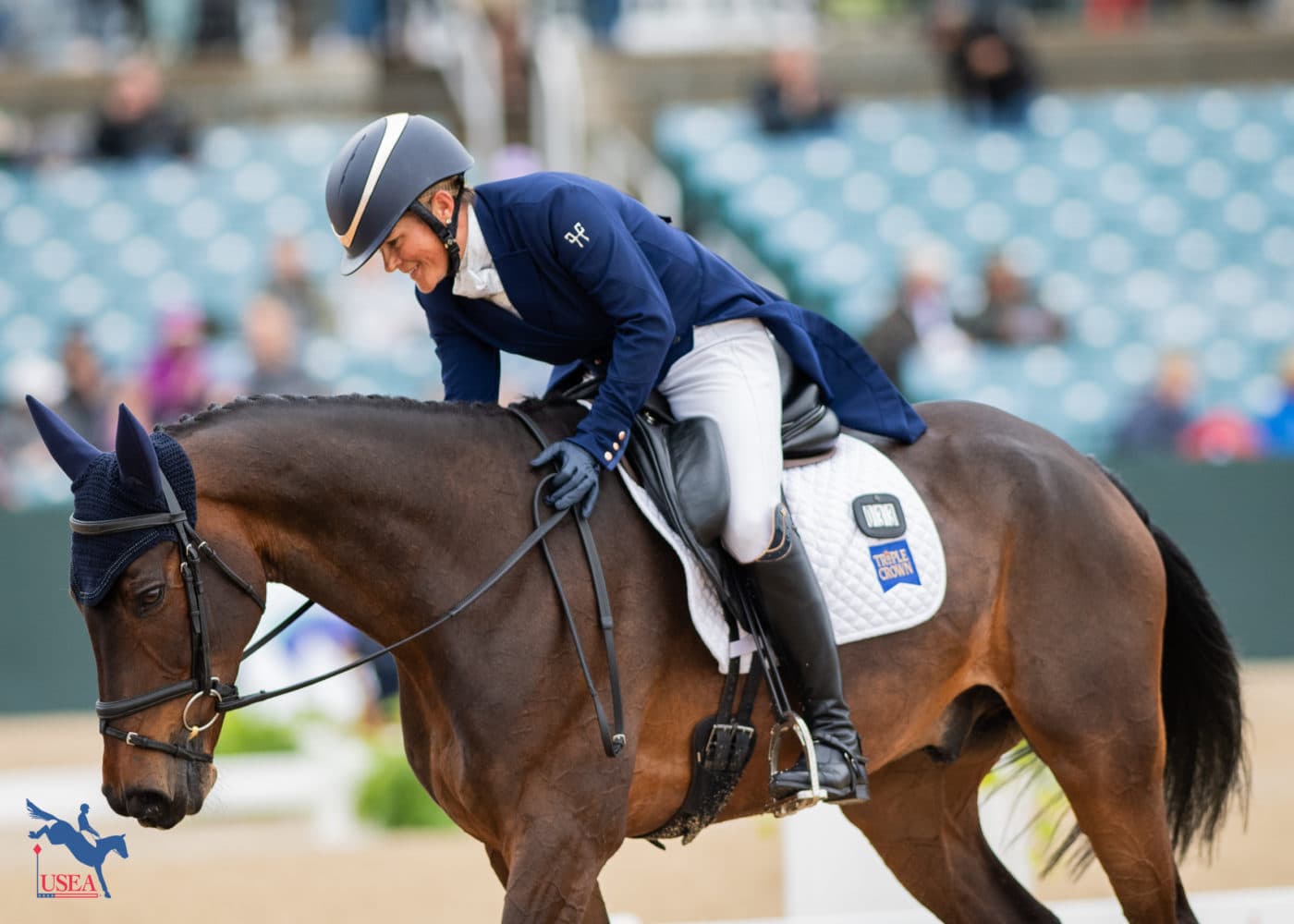 Tied with fellow debutant Shannon Lilley, Mary Bess Davis and Imperio Magic earned a 39.8 after completing their first test in Rolex Stadium. USEA/Lindsay Berreth photo