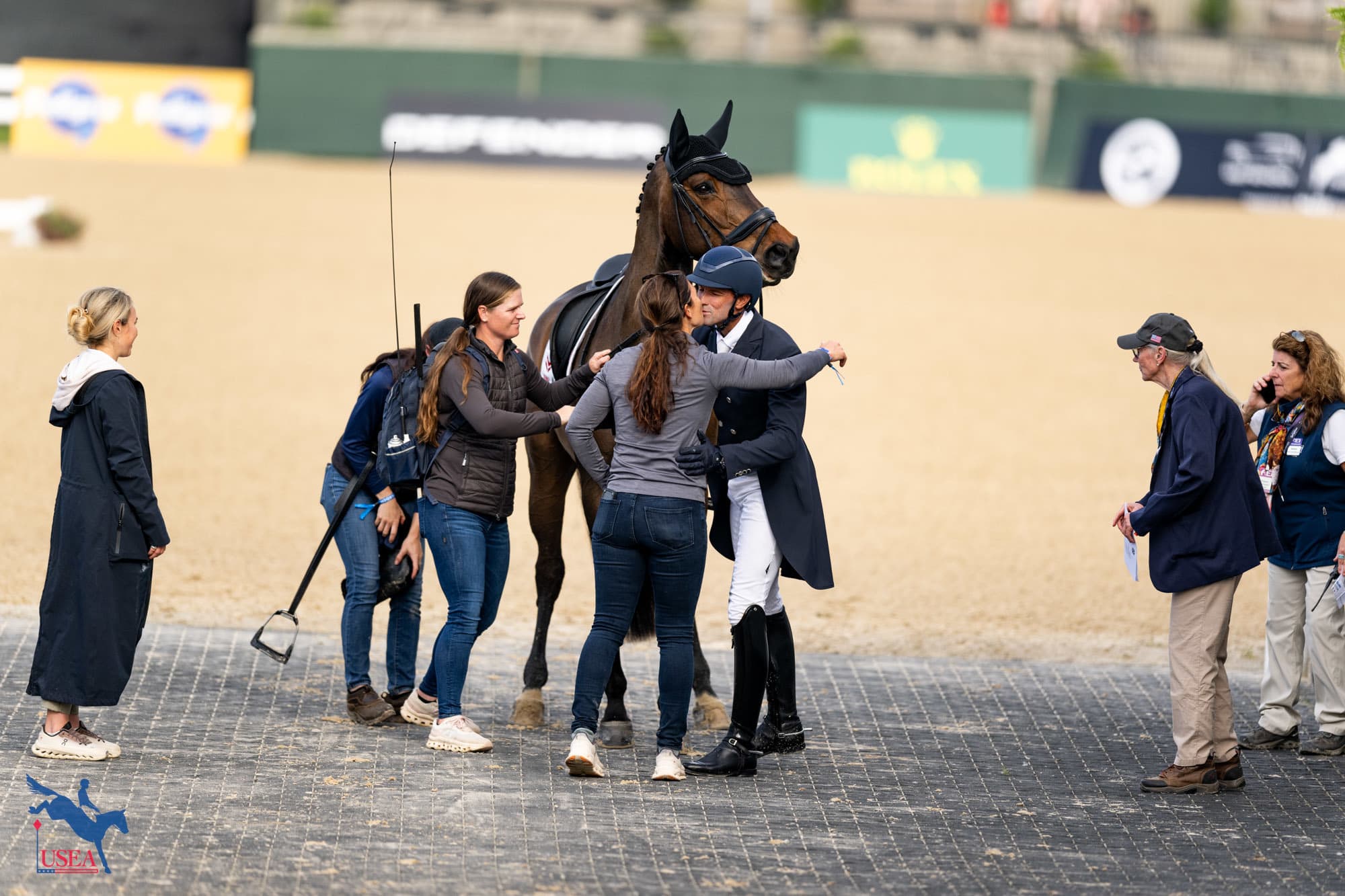Will Coleman gives his wife a kiss following his test. USEA/Atalya Boytner photo