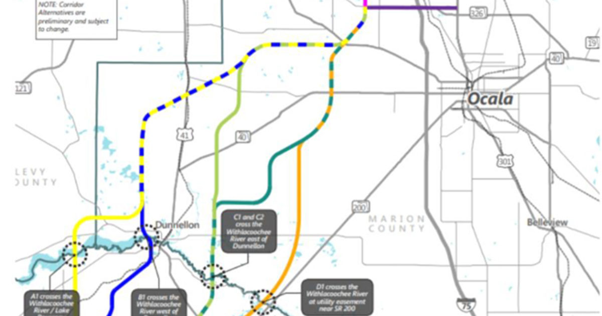 Florida Turnpike S Coastal Connector Highway Project Threatens Ocala   Map 