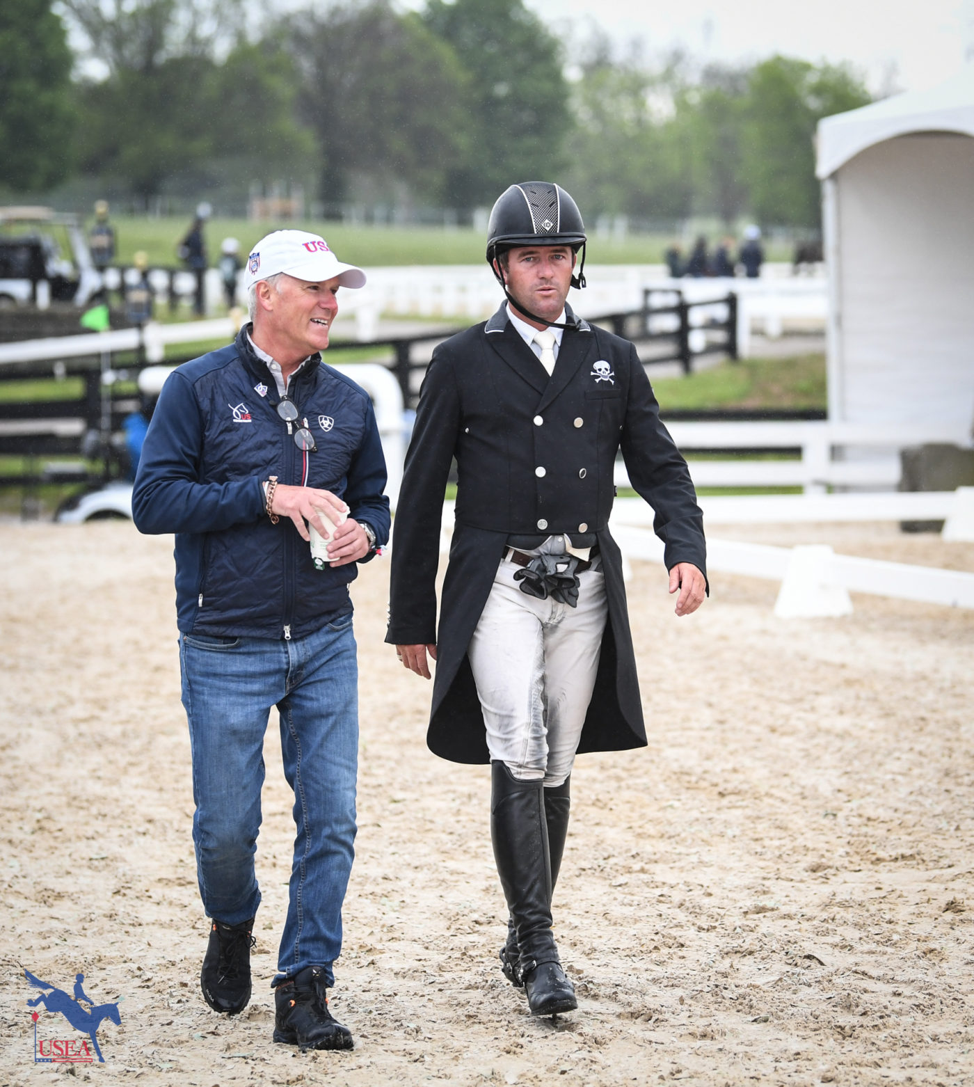 Bobby Costello (left) walked with Will Faudree. USEA/Lindsay Berreth photo