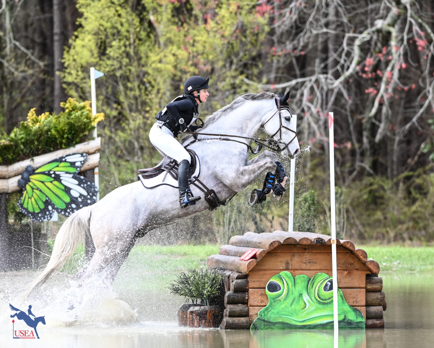 Sydney Elliott and Commando D'Osthuy powered over a fence in the final water in the CCI3*-S. USEA/Lindsay Berreth photo