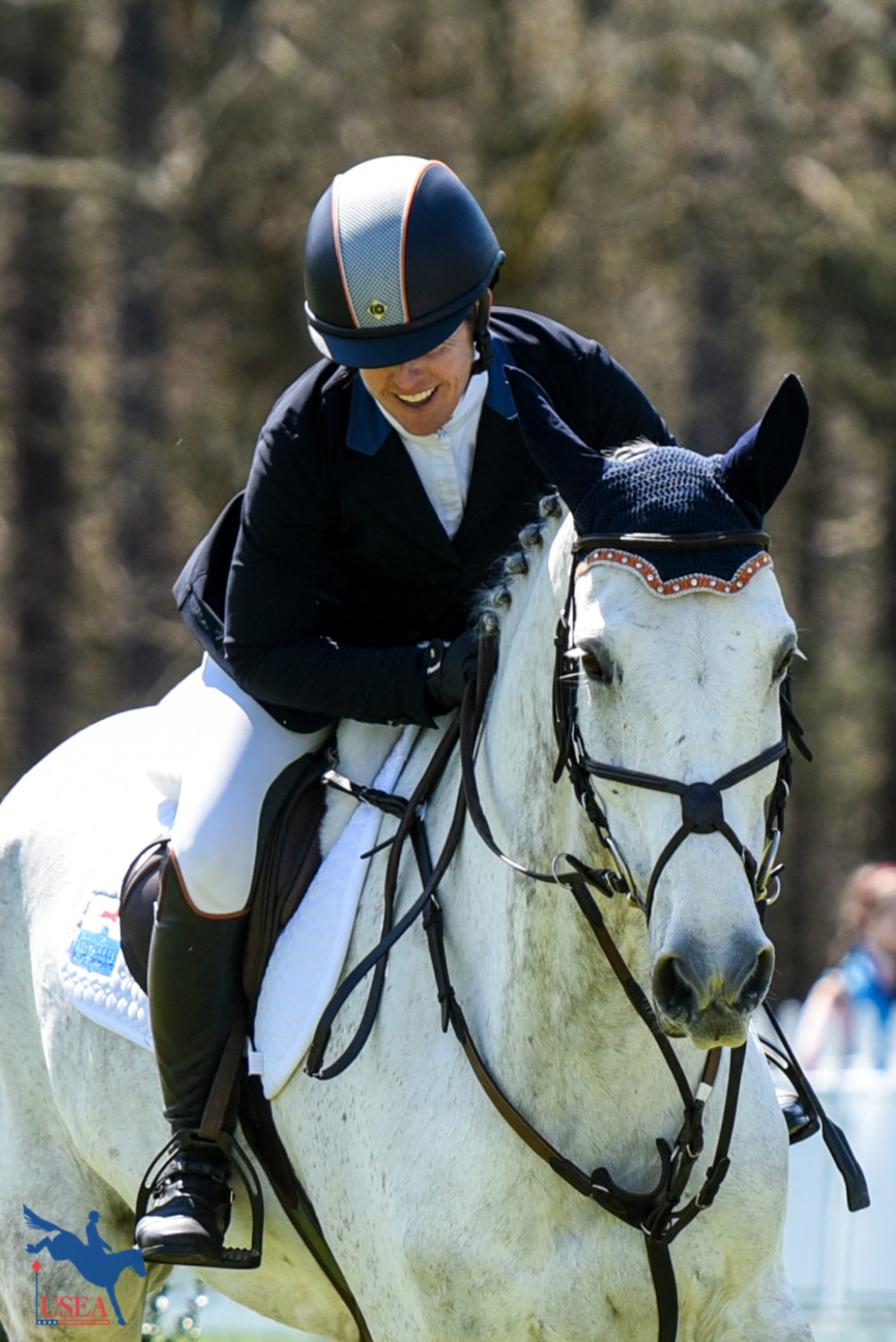 We love Sharon White's smile after her clear show jumping with Cooley on Show. USEA/Leslie Mintz Photo.