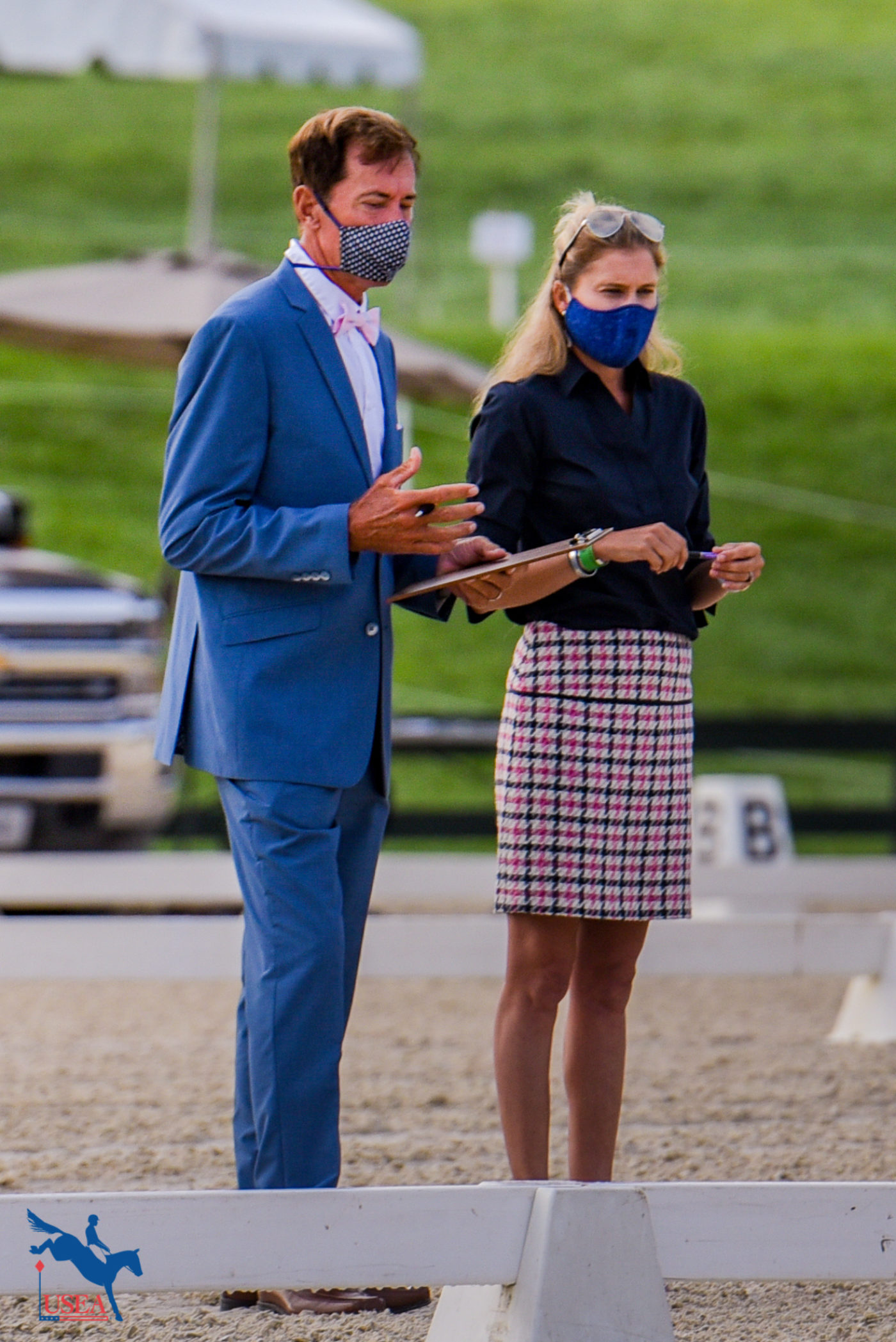 Masks, but make it fashion. The CCI4*-S judges looked ready to officiate.