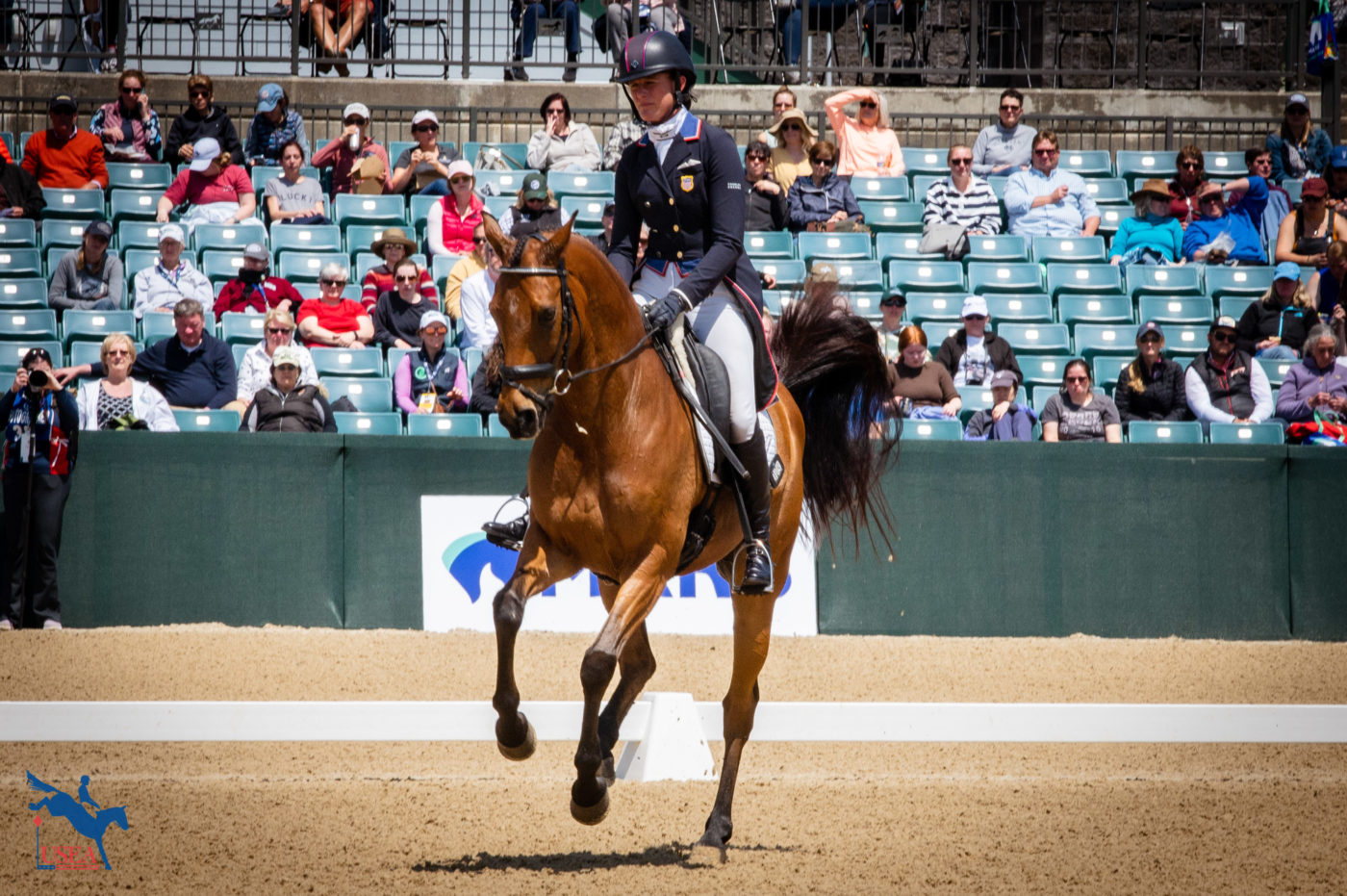 Lauren Nicholson and Vermiculus sit in 8th place after dressage day one. USEA/ Meagan DeLisle photo
