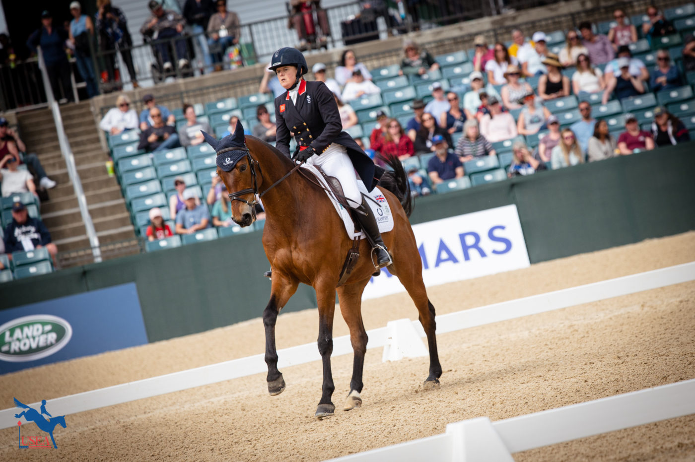 Rolex Grand Slam winner Pippa Funnell holds onto fifth with Maybach. USEA/Meagan DeLisle photo