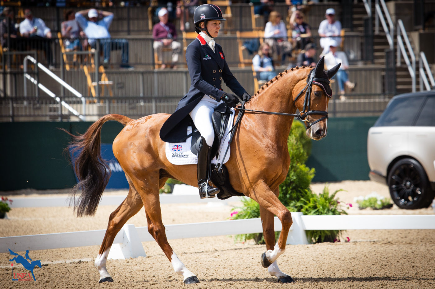 Sitting in second is Great Britain's Sarah Bullimore riding her homebred Corouet. USEA/Meagan DeLisle photo