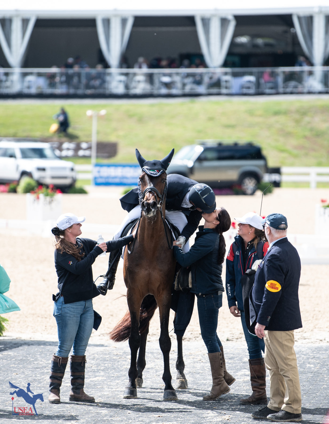 Will Coleman gave his wife Katie a kiss on his way out of the arena. USEA/Kaleigh Collett photo
