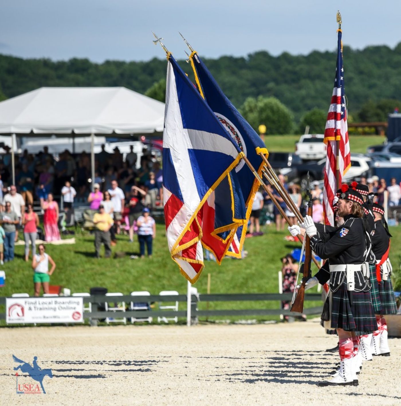 The presentation of the colors at Great Meadow International. USEA/Jessica Duffy Photo.